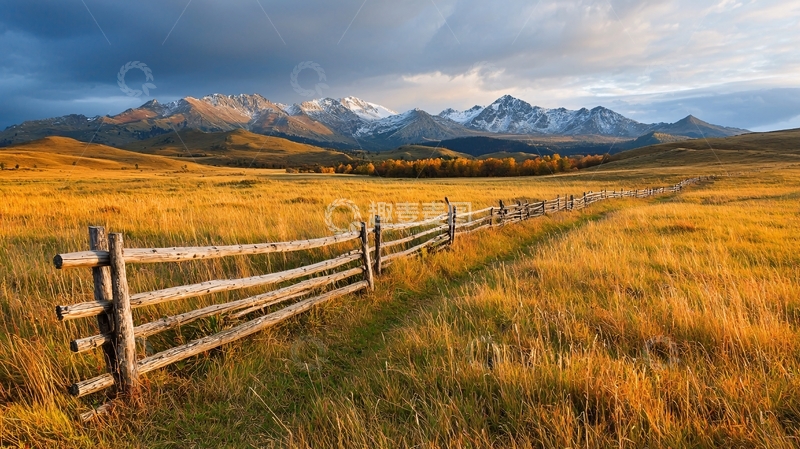 高清大图下载【趣麦麦图】金秋田野山景