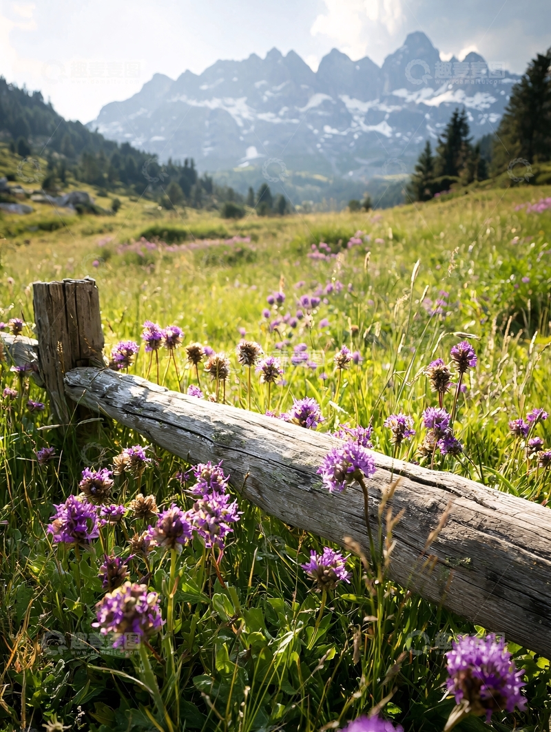 高清大图下载【趣麦麦图】紫色花朵点缀的田野