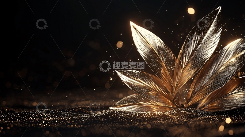 高清大图下载【趣麦麦图】金色羽毛在光晕中绽放