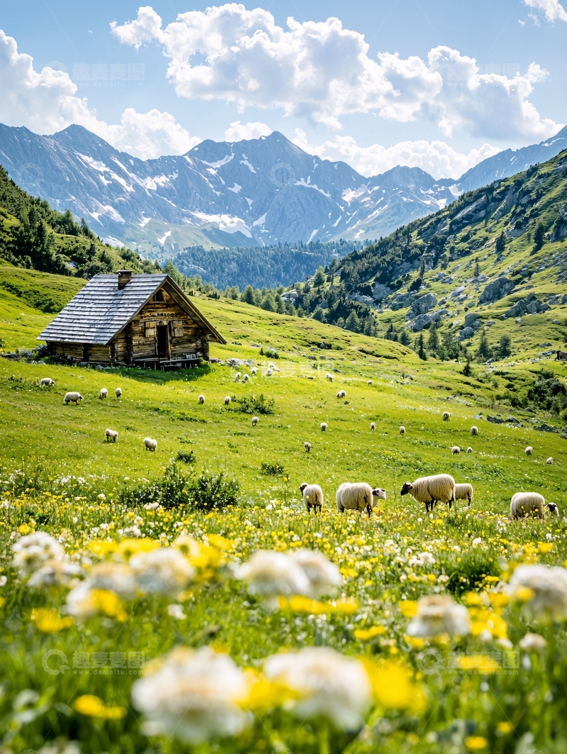 高清大图下载【趣麦麦图】山间木屋高清图片