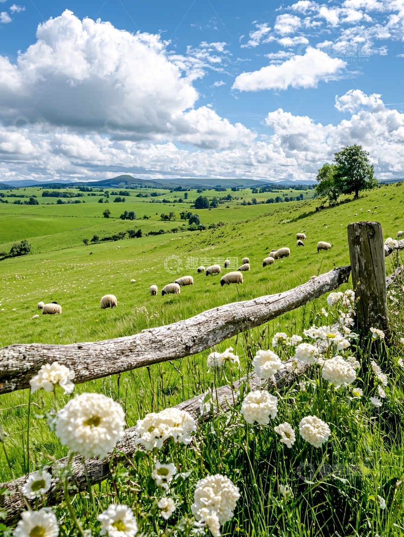 高清大图下载【趣麦麦图】绿草如茵的牧场风景