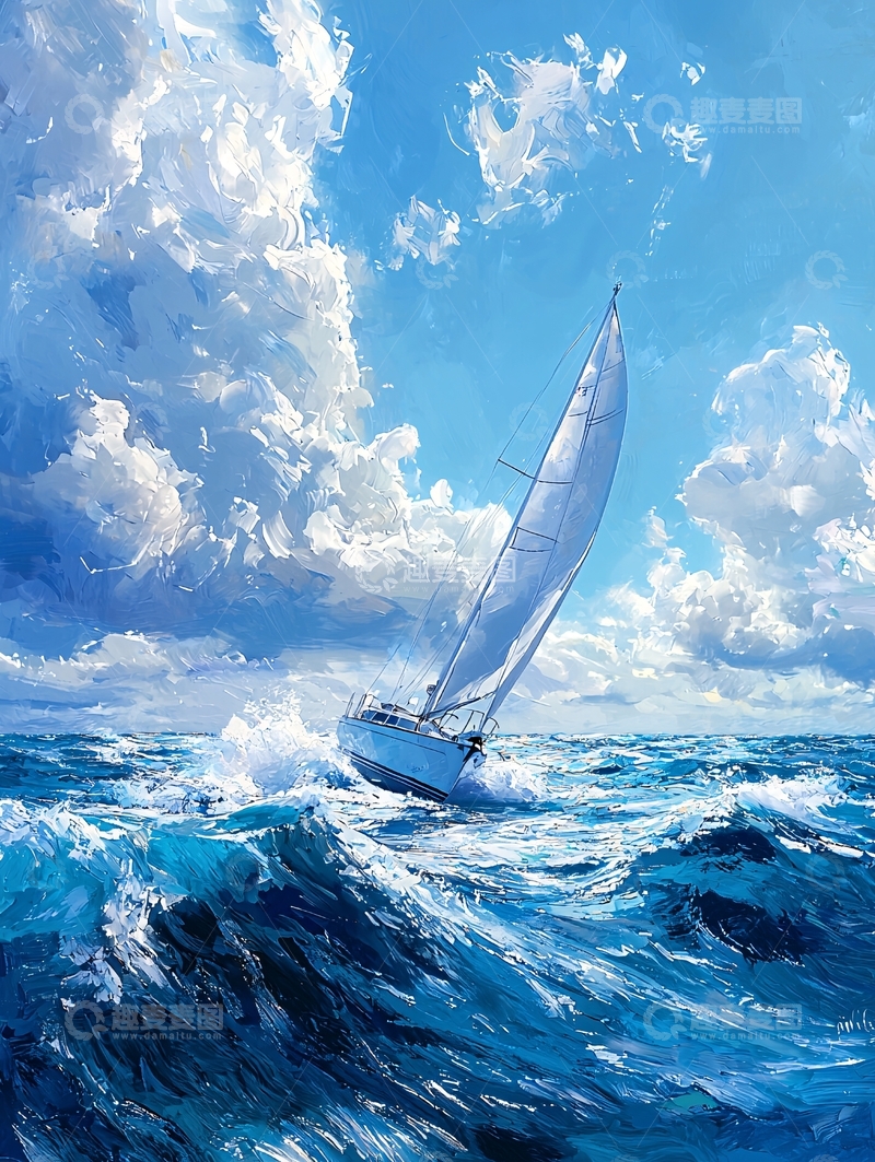 高清大图下载【趣麦麦图】海天一色中的扬帆远航