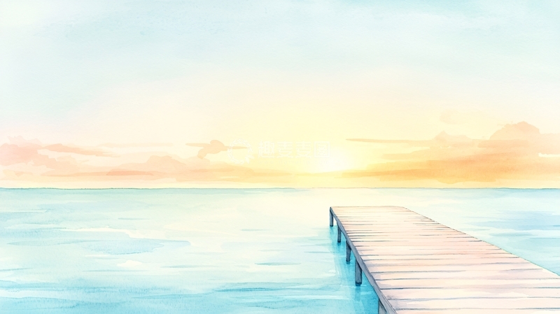 高清大图下载【趣麦麦图】平静海面上的木制栈桥