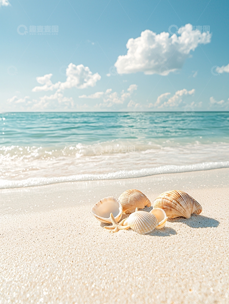 高清大图下载【趣麦麦图】海滩上的贝壳