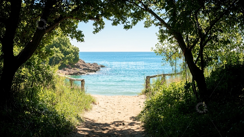 高清大图下载【趣麦麦图】通往海滩的小路