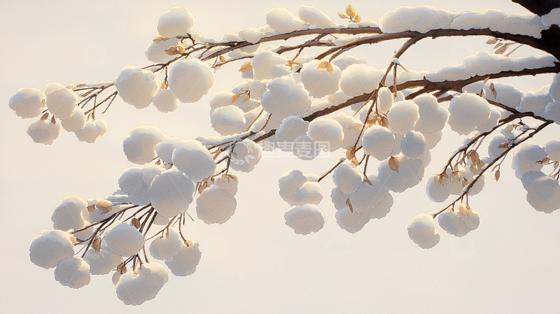 高清大图下载【趣麦麦图】-雪后树枝上的冰挂美景