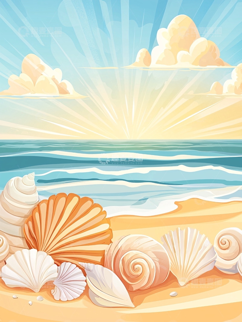 高清大图下载【趣麦麦图】海边日出宁静祥和