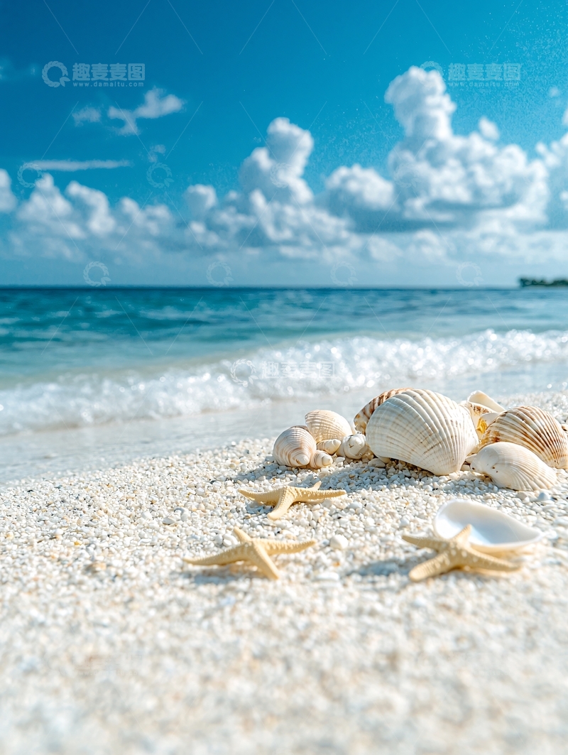 高清大图下载【趣麦麦图】海滩贝壳星光点点