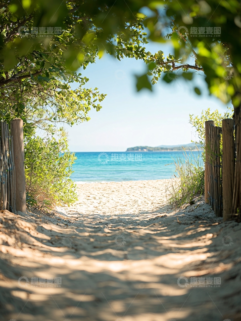 高清大图下载【趣麦麦图】沙滩通向海洋的通道