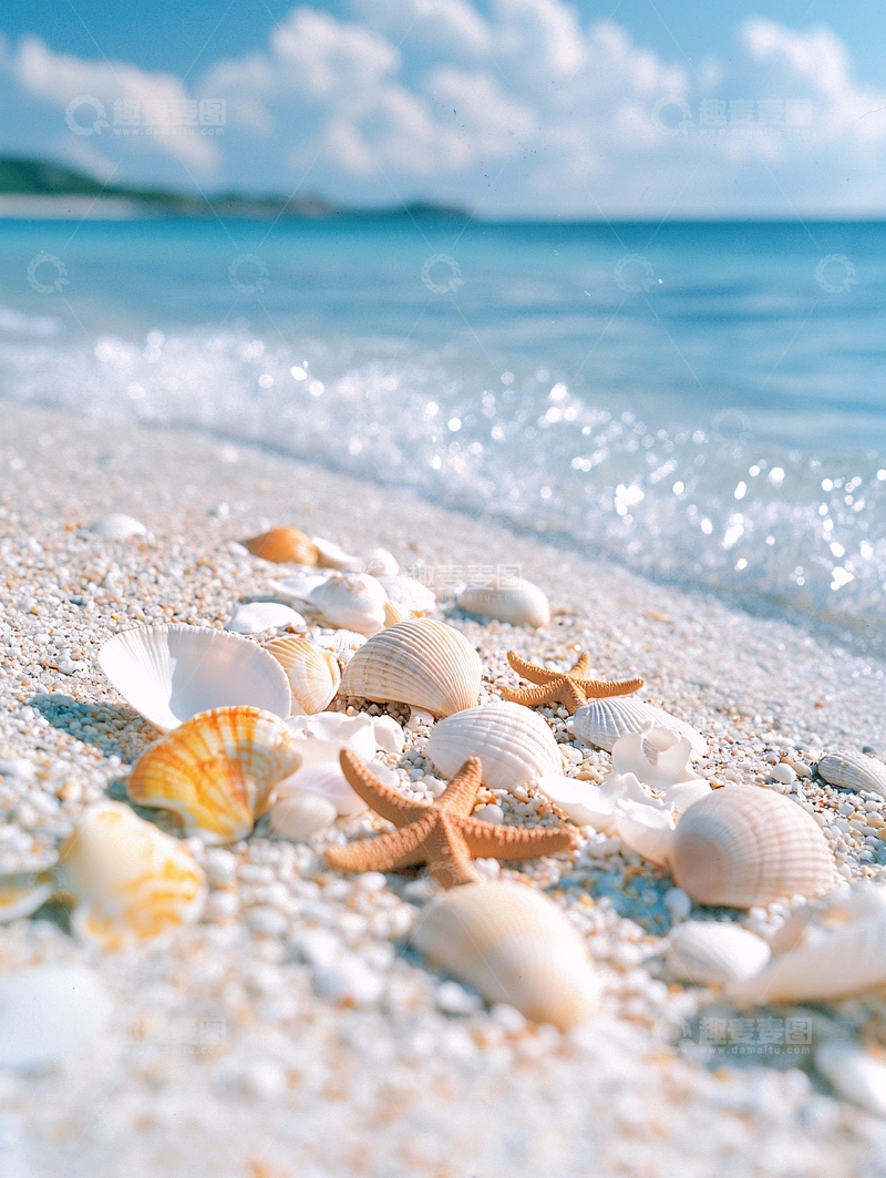高清大图下载【趣麦麦图】沙滩上的贝壳和海星