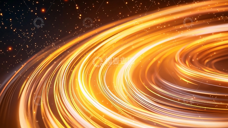 高清大图下载【趣麦麦图】金色光带旋转动态背景