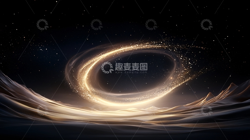 高清大图下载【趣麦麦图】星河漩涡沙漠夜景