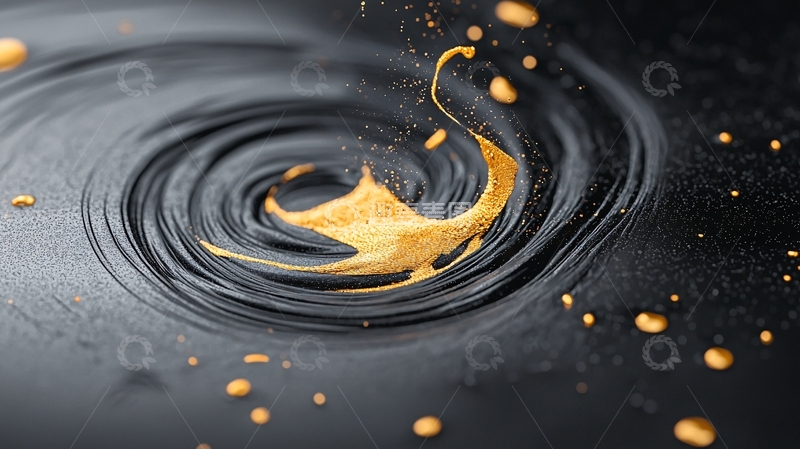 金色漩涡在黑色背景上