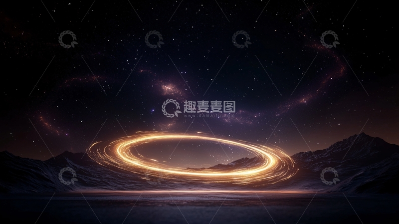 高清大图下载【趣麦麦图】星际光环与山脉夜景