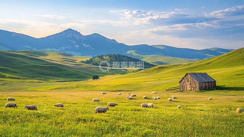 高清大图下载【趣麦麦图】田园风光小木屋