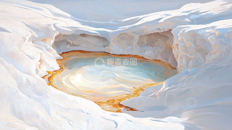 高清大图下载【趣麦麦图】雪地中的神秘洞穴