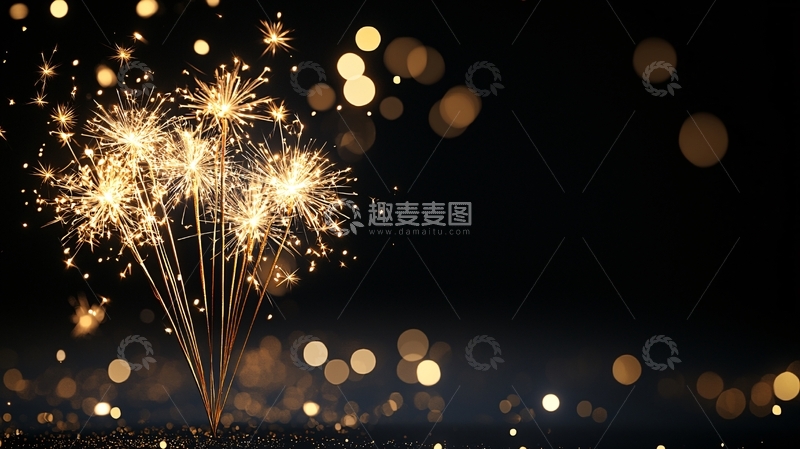 高清大图下载【趣麦麦图】烟花绽放夜景背景