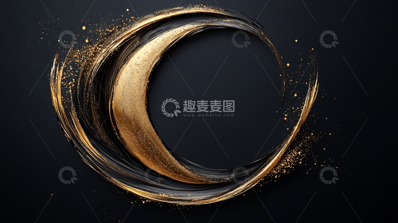 高清大图下载【趣麦麦图】金色漩涡艺术抽象背景