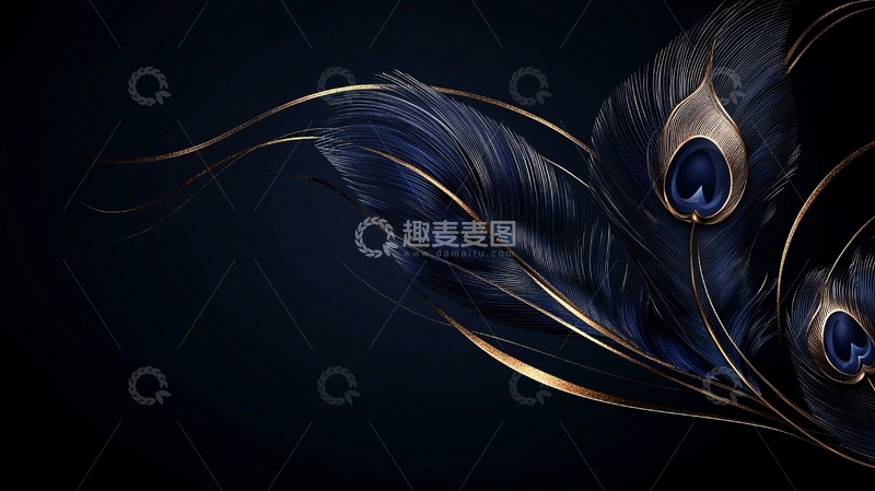 高清大图下载【趣麦麦图】金色羽毛艺术背景图