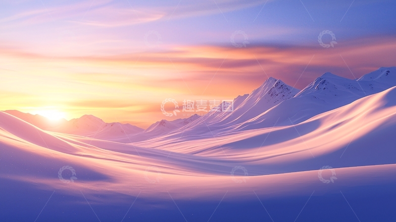 高清大图下载【趣麦麦图】雪域日出山峦美景