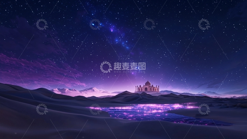 高清大图下载【趣麦麦图】梦幻星空下的沙漠奇观
