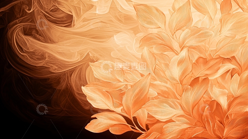 高清大图下载【趣麦麦图】橙色抽象花卉背景素材