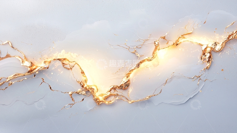 高清大图下载【趣麦麦图】金色裂纹流动抽象艺术背景