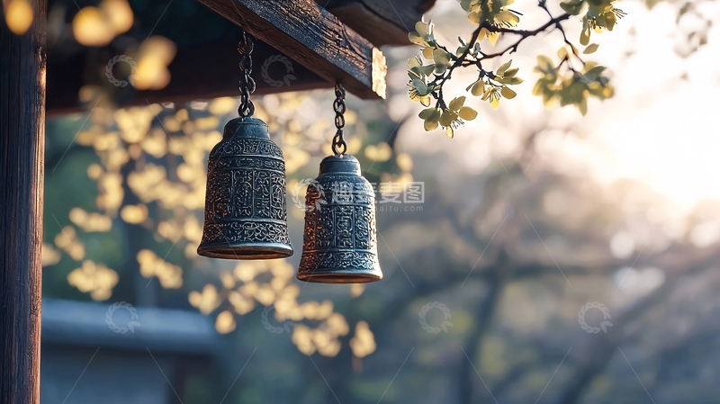 高清大图下载【趣麦麦图】古风铃铛与自然光影