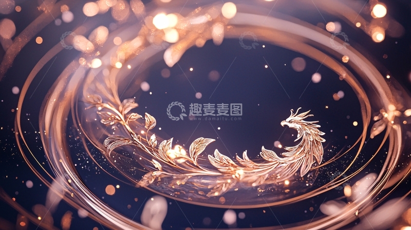 高清大图下载【趣麦麦图】金色凤凰与光晕背景