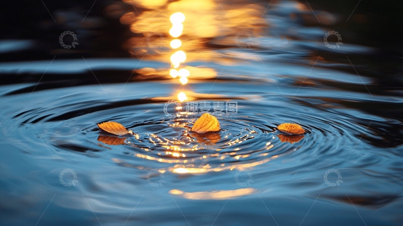 高清大图下载【趣麦麦图】秋叶水中光影