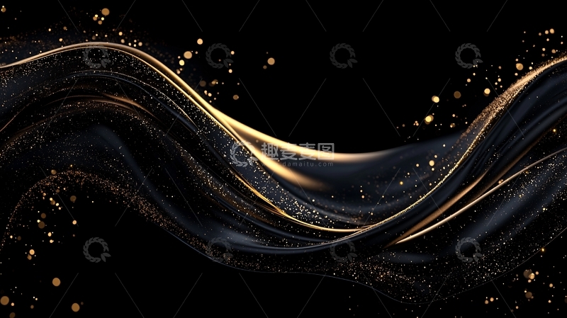 高清大图下载【趣麦麦图】金色波浪抽象背景