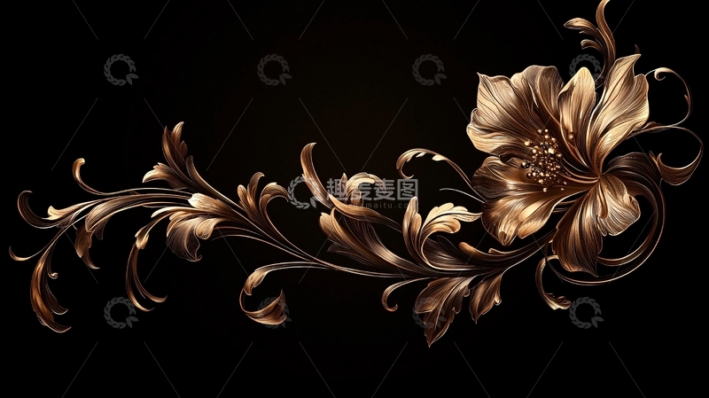 高清大图下载【趣麦麦图】金色花卉装饰图案