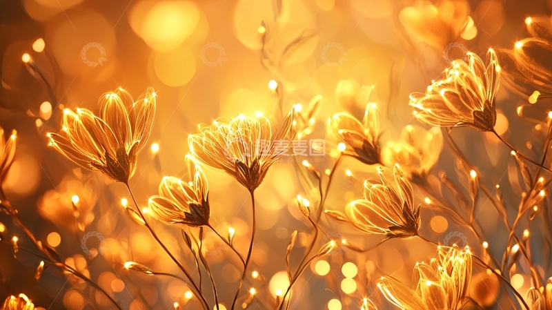 高清大图下载【趣麦麦图】金色光芒中的花朵