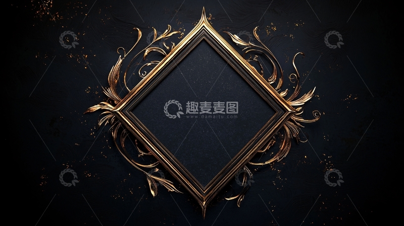 高清大图下载【趣麦麦图】金色菱形边框装饰背景