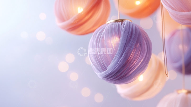 高清大图下载【趣麦麦图】梦幻色彩悬挂灯饰背景