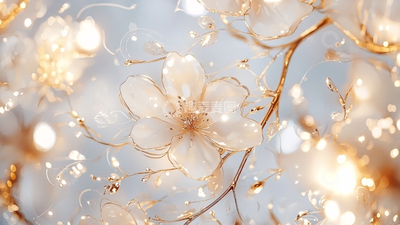 高清大图下载【趣麦麦图】金色花朵背景素材