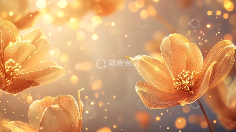 高清大图下载【趣麦麦图】金色花朵光斑背景