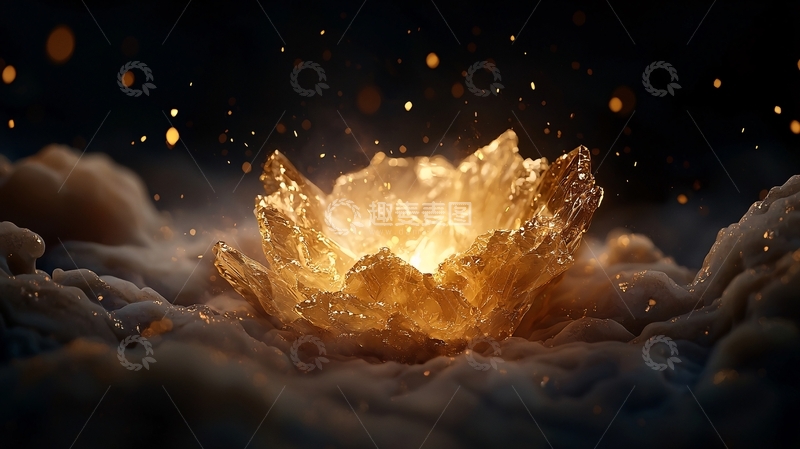 高清大图下载【趣麦麦图】金色晶体光芒璀璨