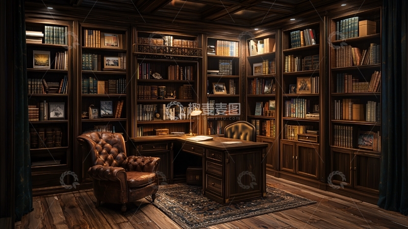 高清大图下载【趣麦麦图】复古书房高清图片