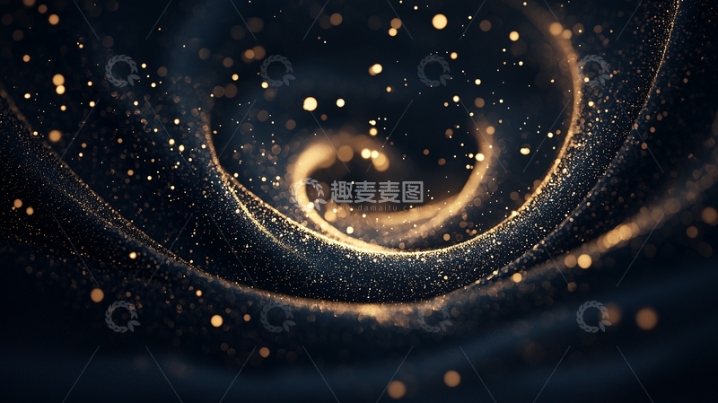 高清大图下载【趣麦麦图】金色粒子漩涡背景