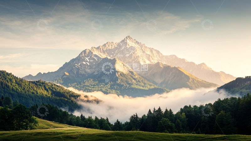 高清大图下载【趣麦麦图】山间云雾缭绕的自然风光