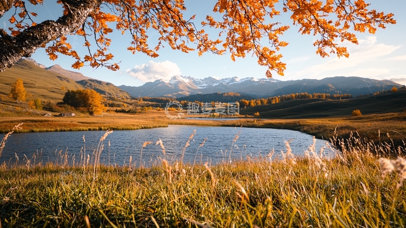 高清大图下载【趣麦麦图】秋日山间湖畔风景