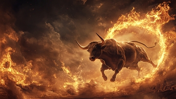 火焰环绕的狂怒公牛