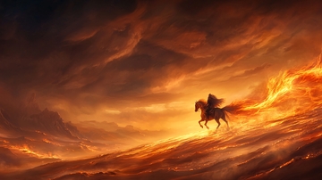 飞马翱翔于火焰天空