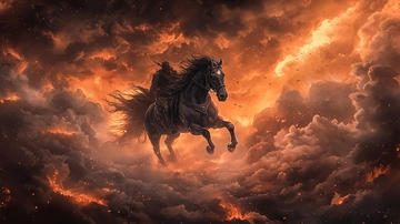 黑马在火焰云层中奔腾