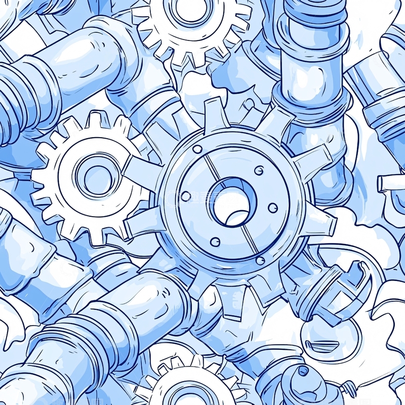 高清大图下载【趣麦麦图】机械齿轮与管道组合背景图