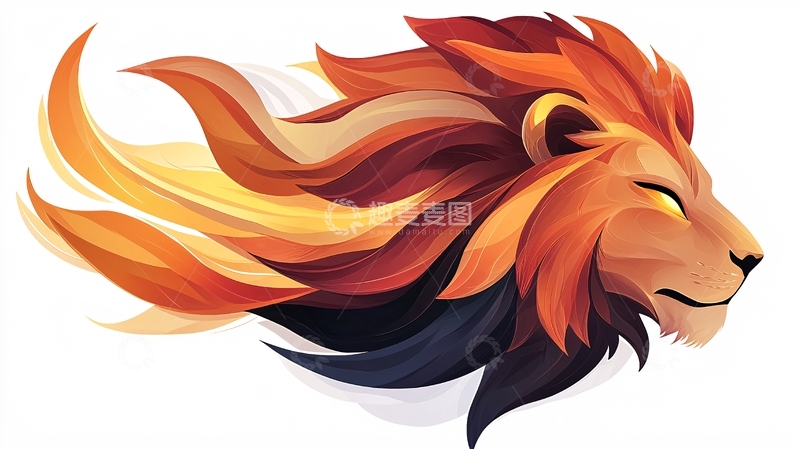 高清大图下载【趣麦麦图】鬃毛飘逸的彩色雄狮