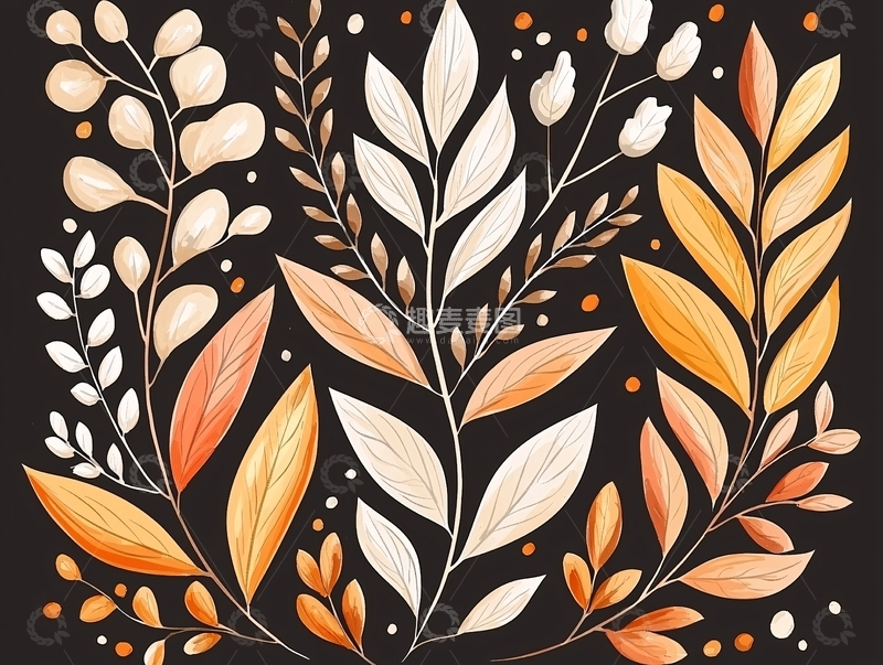 高清大图下载【趣麦麦图】秋日花卉插画素材