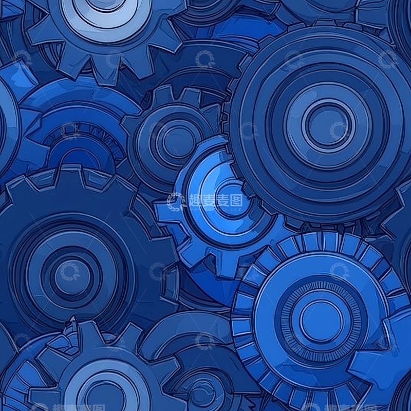 高清大图下载【趣麦麦图】蓝色齿轮机械背景图案