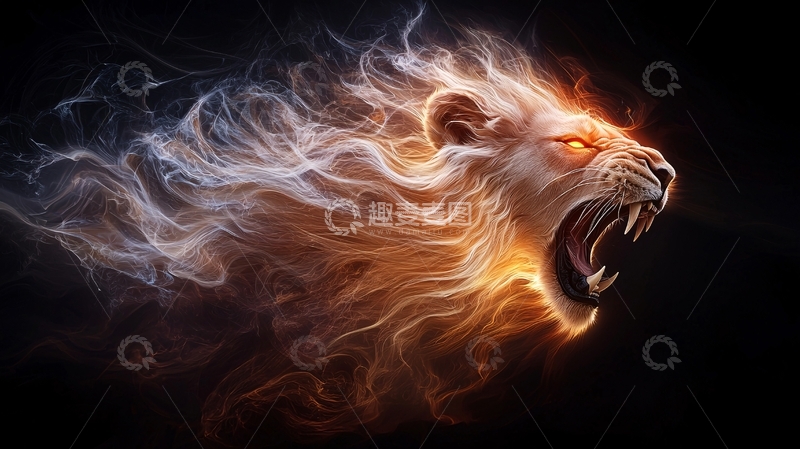 高清大图下载【趣麦麦图】火焰狮子咆哮特写